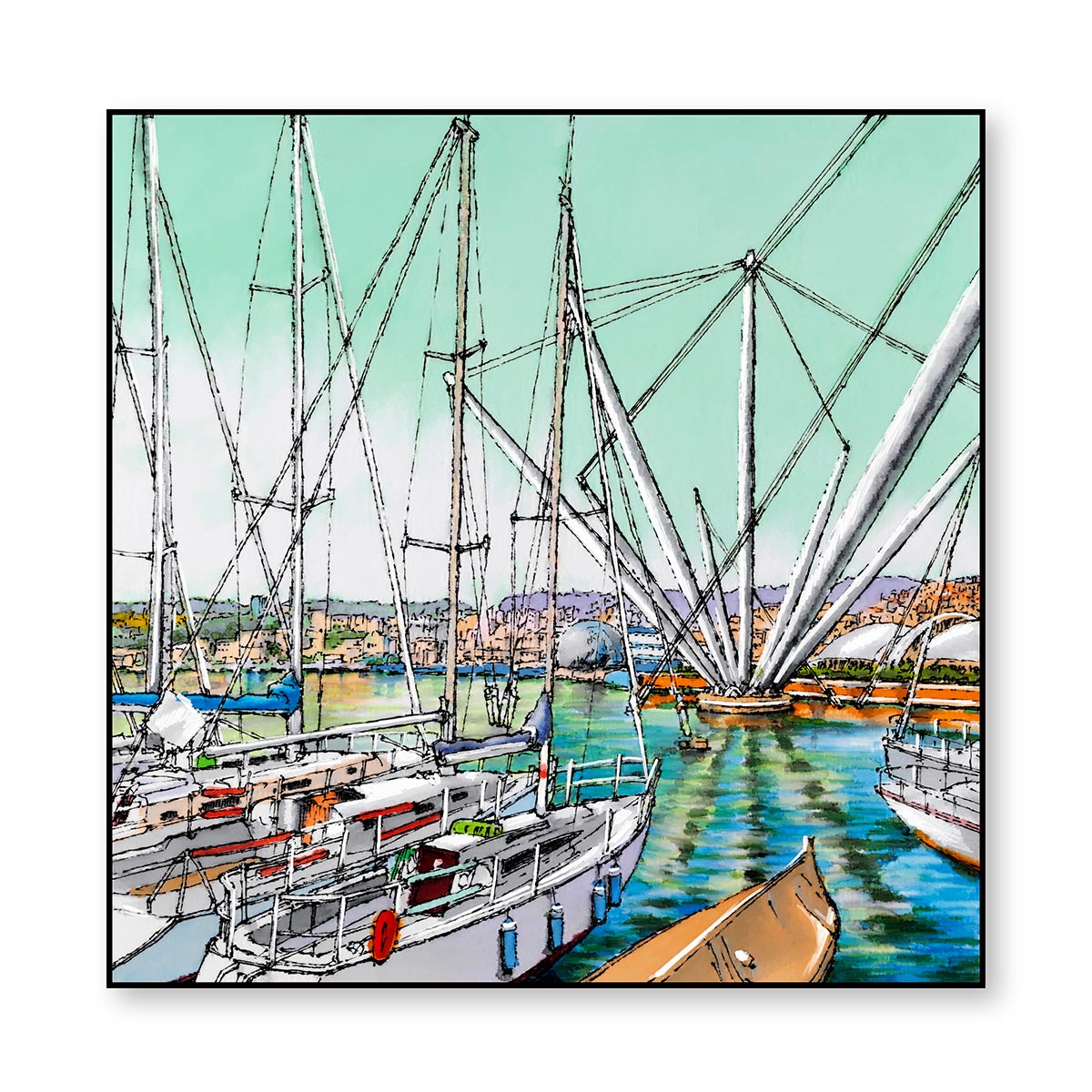 Quadro "Genova - Il Bigo" 100X100